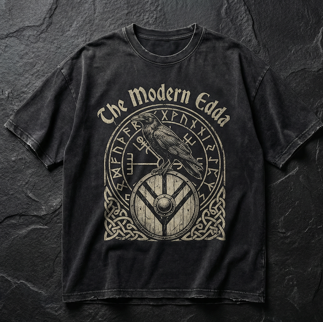 The Modern Edda — Viking Raven Tee