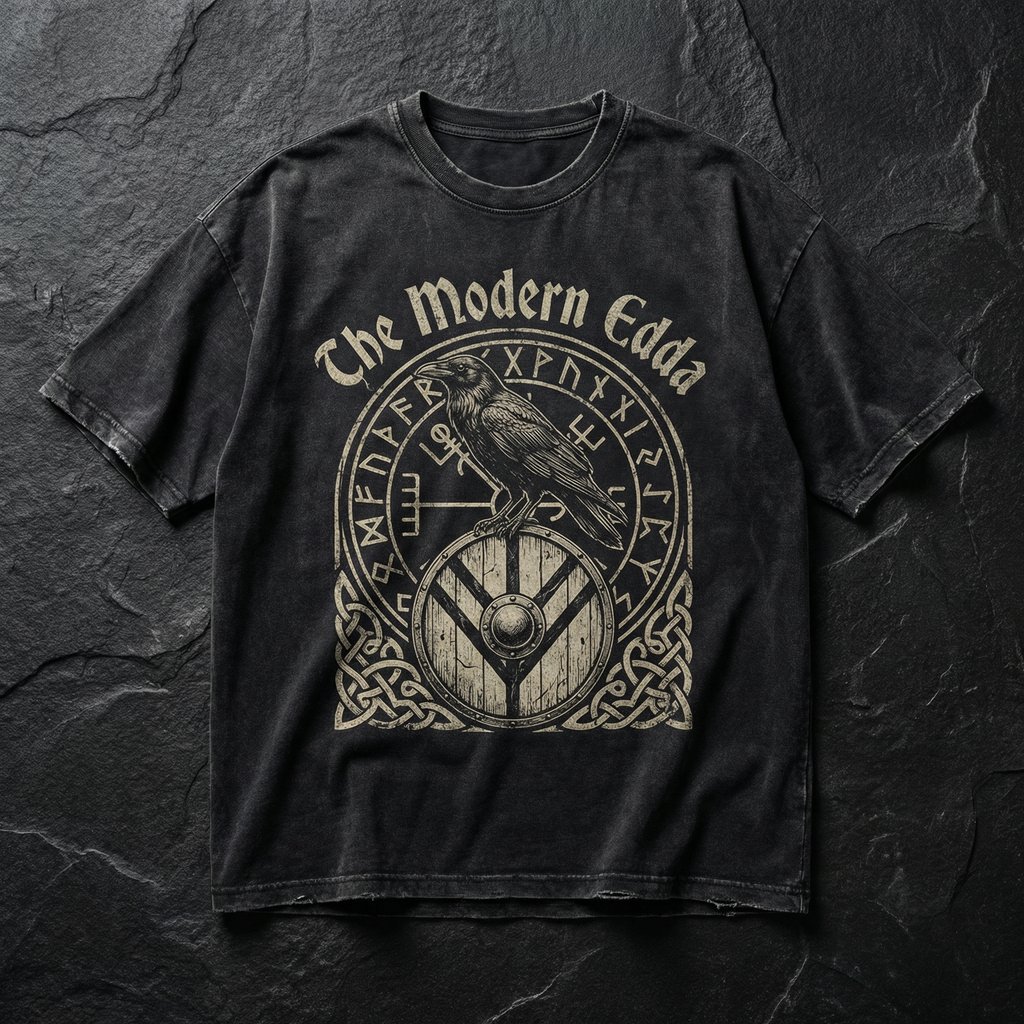 The Modern Edda — Viking Raven Tee